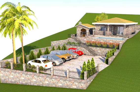 Дом с бассейном на стадии строительства в деревне Ковачи - фото